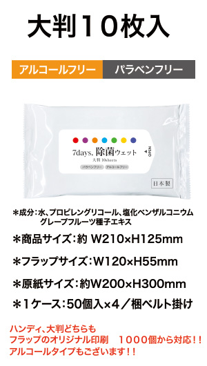 除菌ウェットティッシュ　大判10枚入